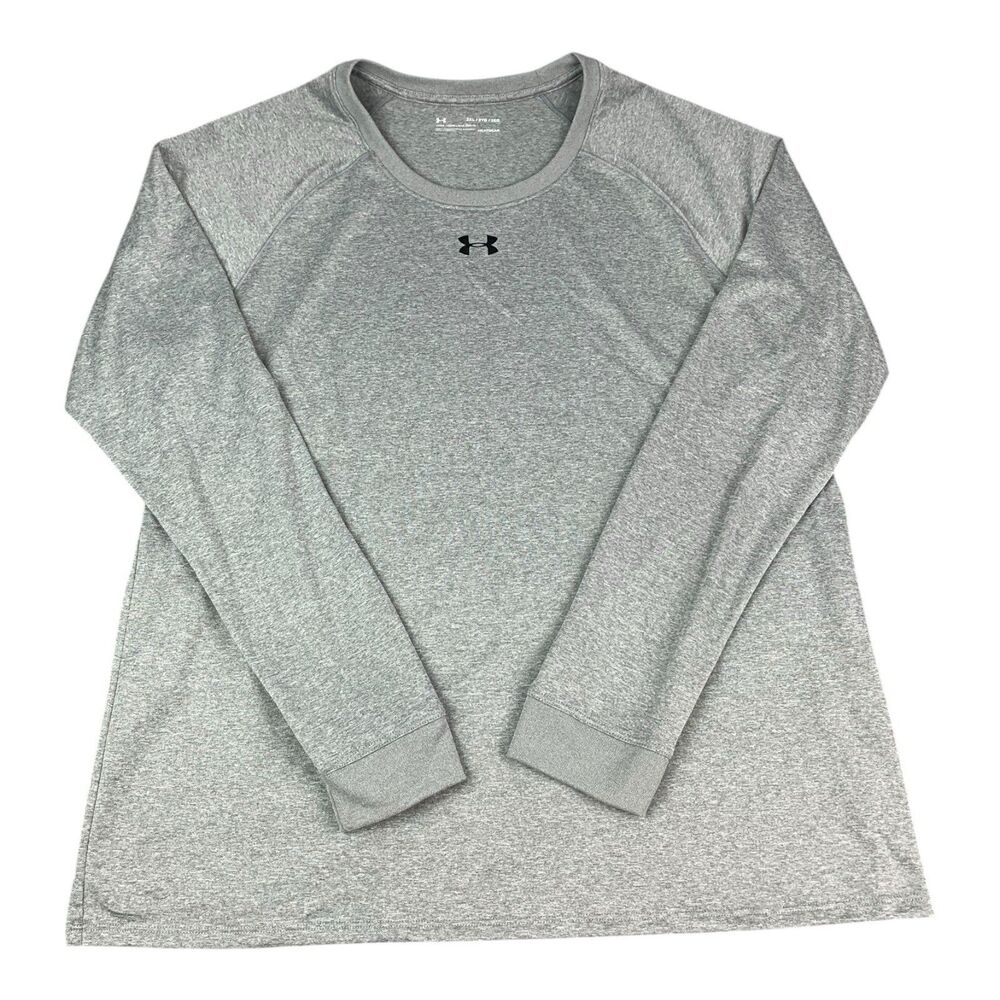 Under Armour Athletic Long Sleeve Shirt, Crew Neck, Gray, Men’s Size 2XL